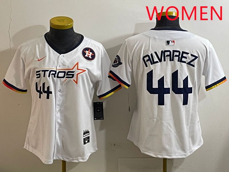 Women Houston Astros #44 Alvarez White three generations Joint Name Nike 2025 MLB Jersey style 7->women mlb jersey->Women Jersey